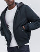 Marineblaue Herrenbomberjacke aus Nylon mit Kapuze-2