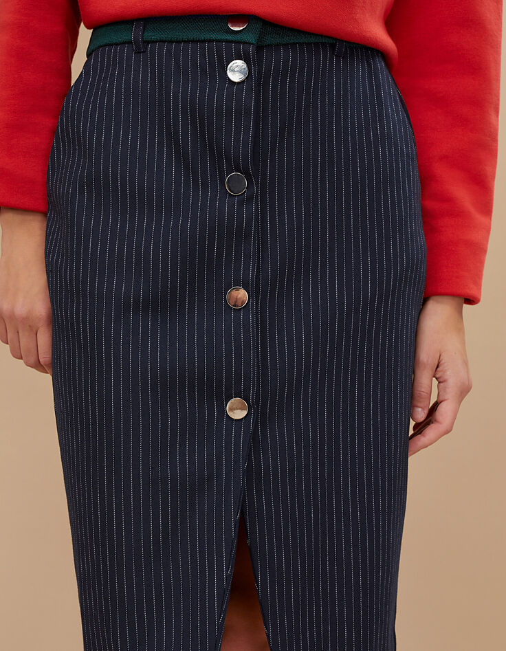 Jupe marine à rayures tennis et ceinture bord-côte I.Code-4