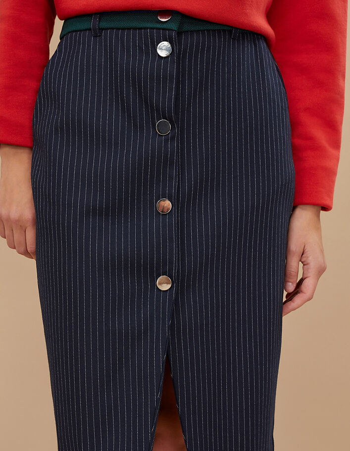 I.Code navy pinstripe skirt with ribbed waistband - I.CODE
