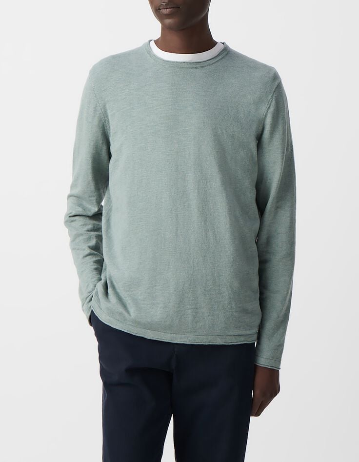 Men&rsquo;s horizon slub knit sweater with rolled edges-2