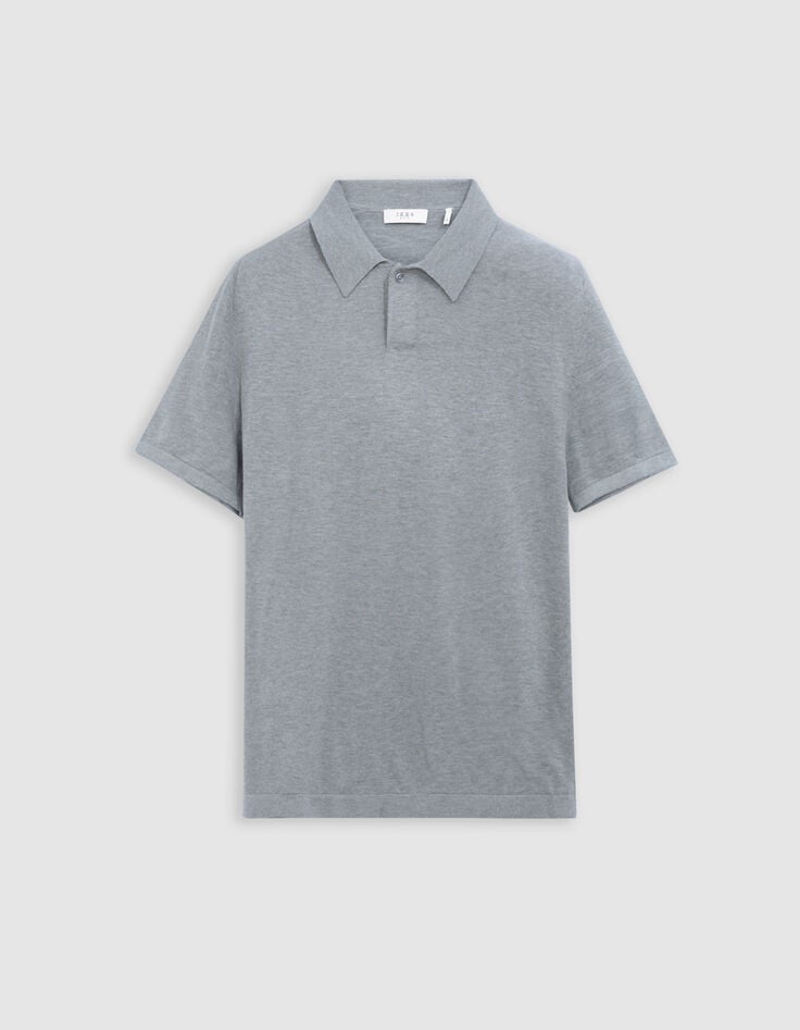Polo bleu gris en tricot flammé Homme-5 Polo bleu gris en tricot flammé Homme-5