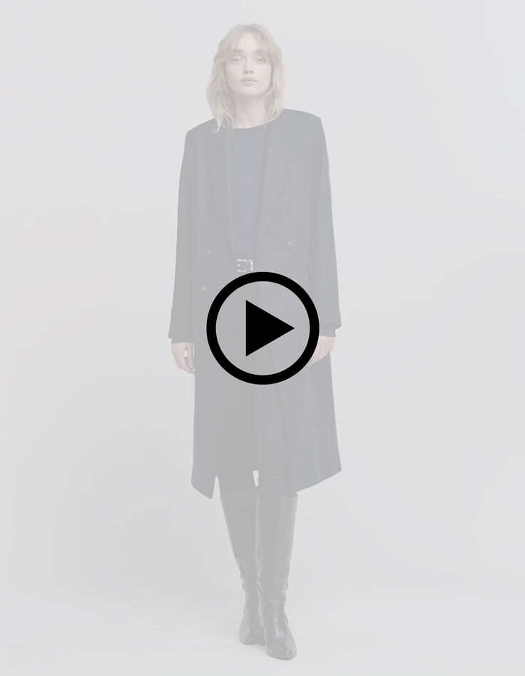 Women's long navy pea coat-7
