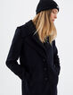 Manteau caban en drap de laine marine double col femme-3