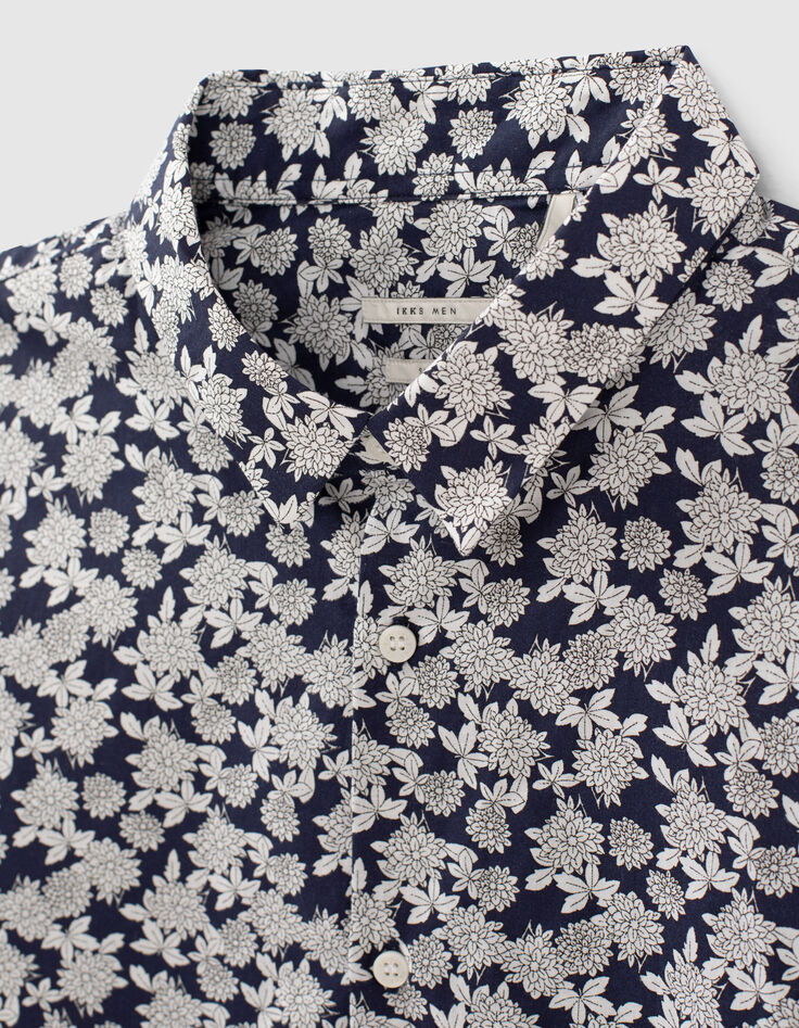 Chemise SLIM marine imprim&eacute; fleurs Homme-2