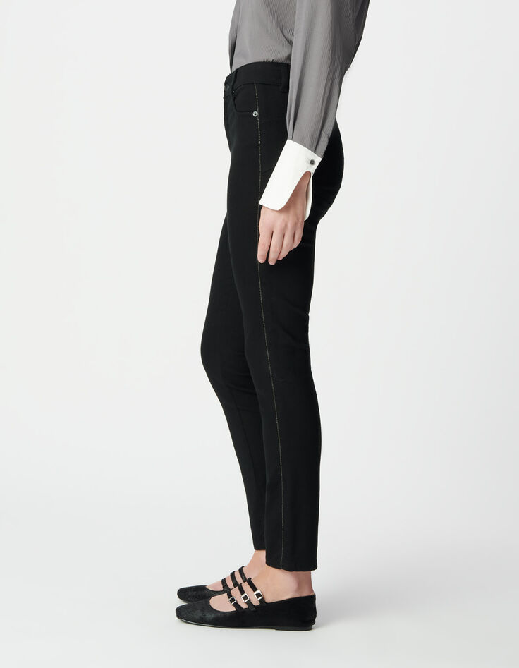 Women’s black slim jeans with braided side detail-4 Women’s black slim jeans with braided side detail-4