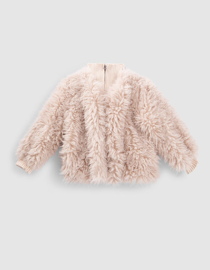 Chaqueta beige bimaterial niña-1