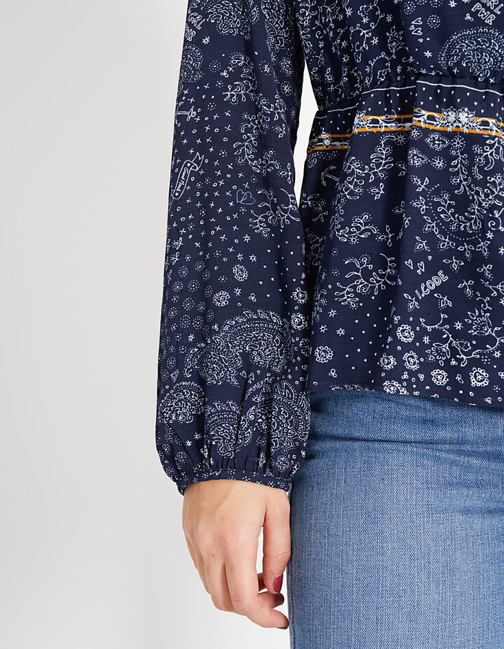 Top marine imprimé foulard I.Code-2 Top marine imprimé foulard I.Code-2