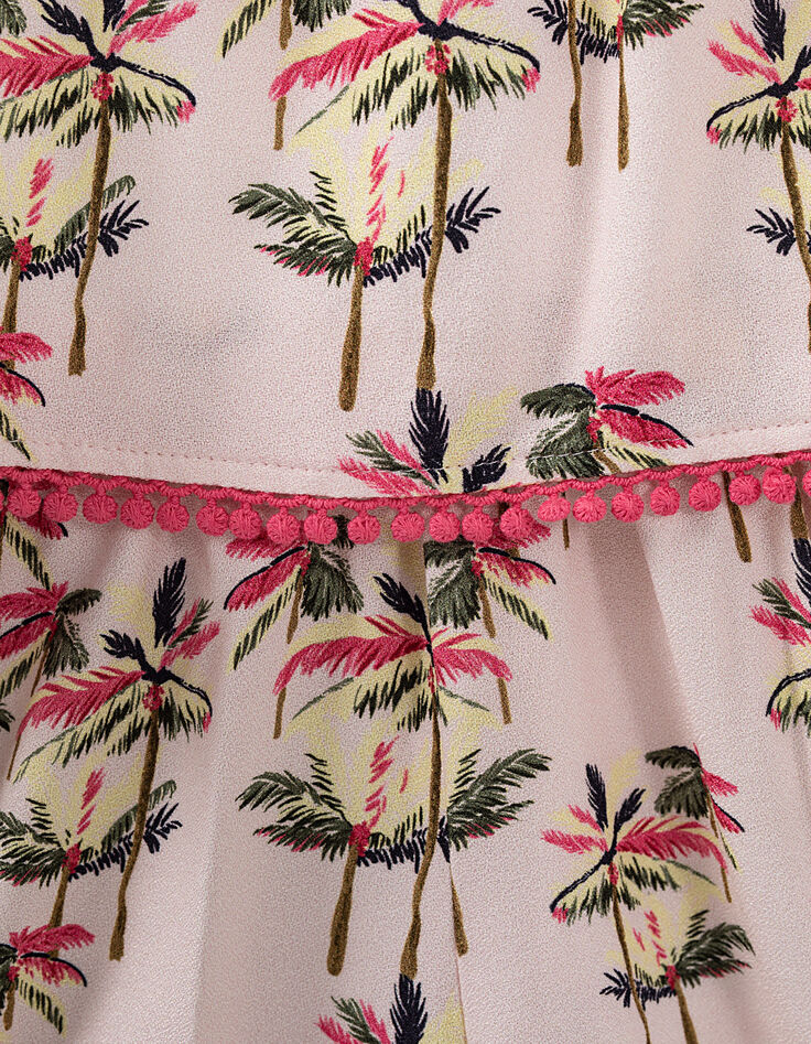 Combi short rose pâle imprimé palmiers fille-4 Combi short rose pâle imprimé palmiers fille-4