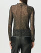 Camiseta caqui redecilla leopardo mujer-3