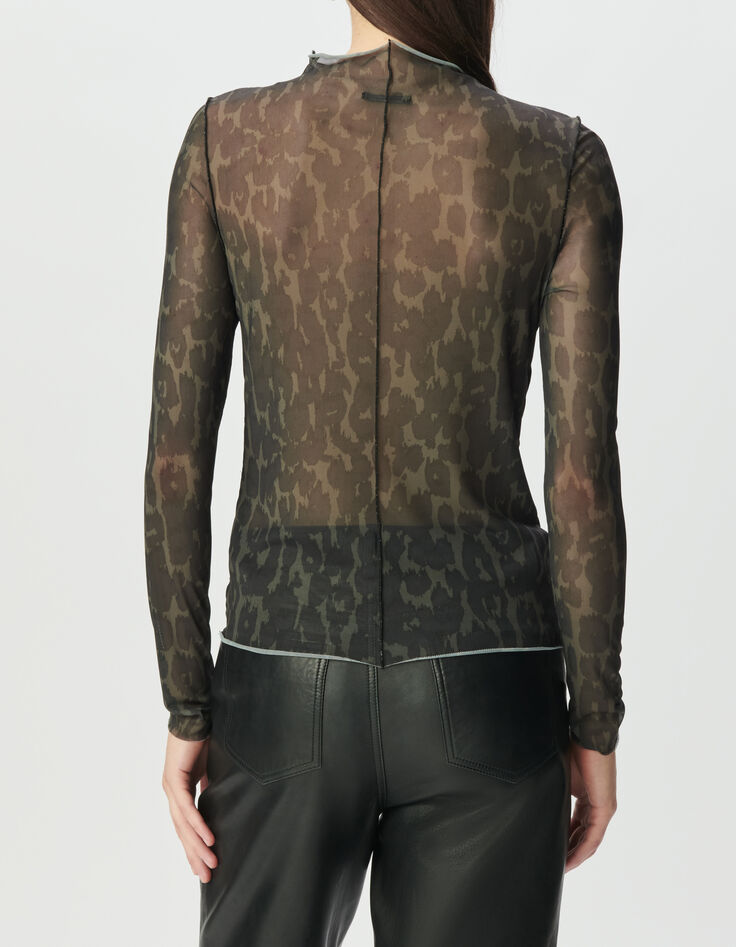 Camiseta caqui redecilla leopardo mujer-3
