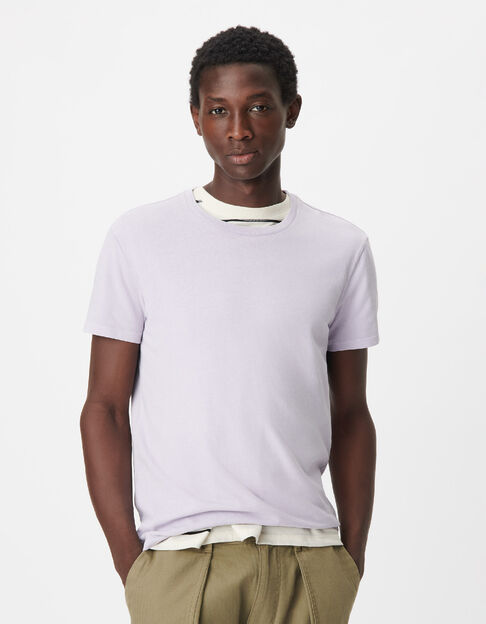 T-shirt col rond lilas coton bio Homme - IKKS