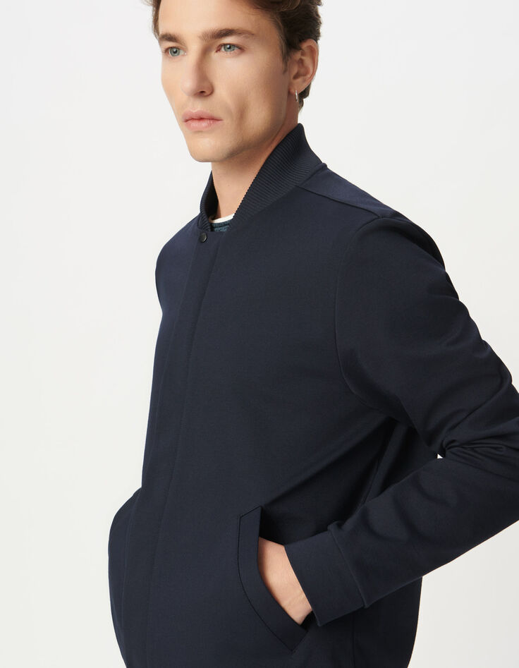 C&aacute;rdigan cremallera azul marino cuello teddy hombre-4