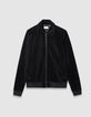 Cardigan zippé noir maille velours côtelée Homme-5