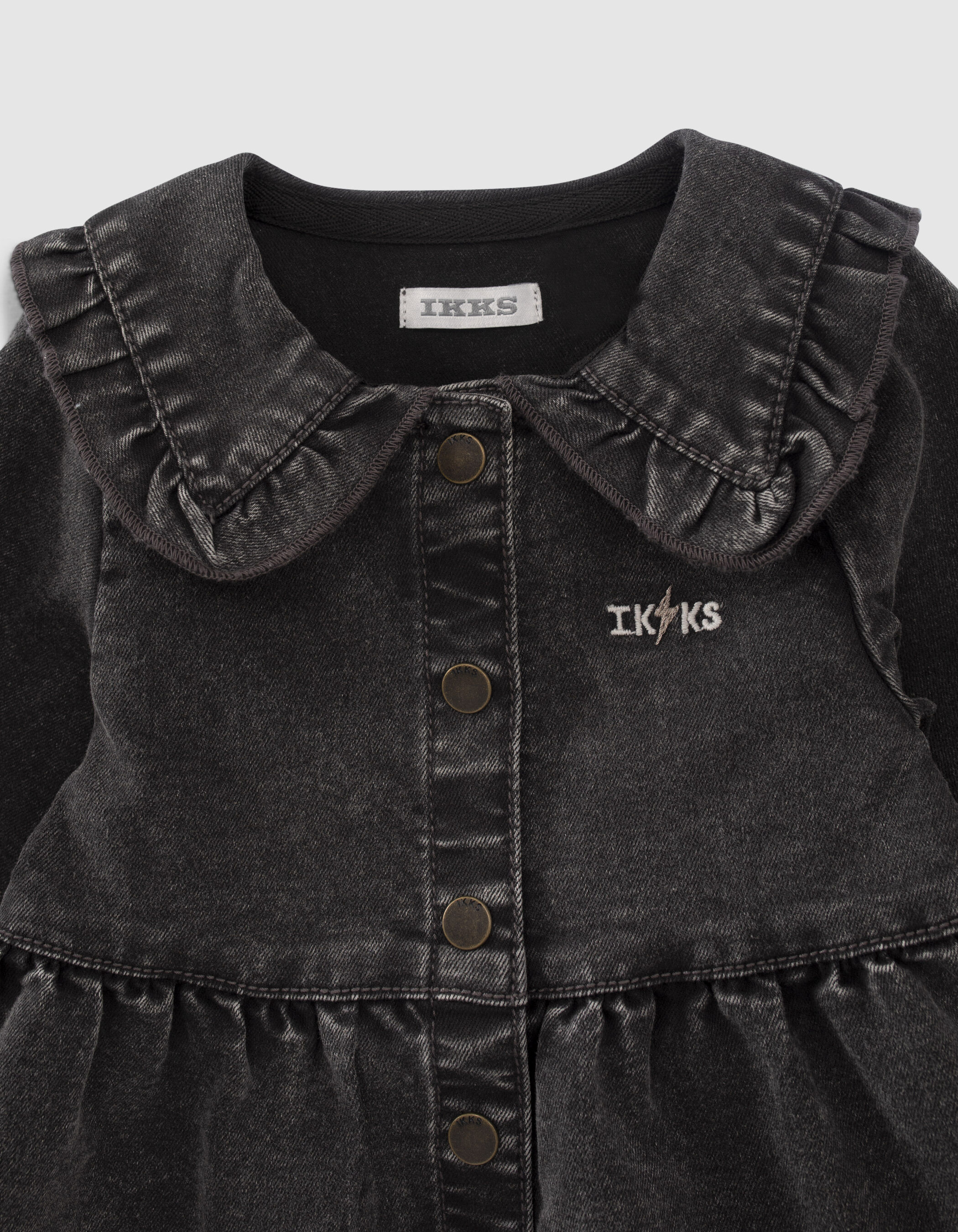 Robe en jean grise avec maxi col b b fille