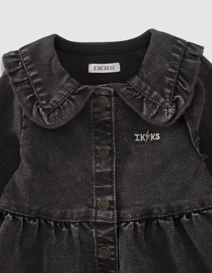 Baby girls&rsquo; grey denim dress with XL collar-3