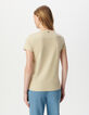 Beiges Damen-T-Shirt Schriftzug gestickte Buchstaben-3