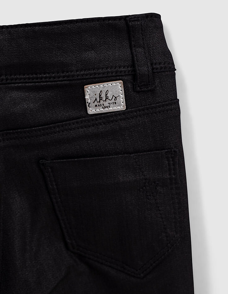 Zwarte gecoate skinny jeans meisjes-4