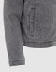Veste en jean gris esprit motard fille-4