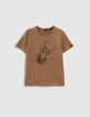 T-shirt marron visuel scarabée garçon-1