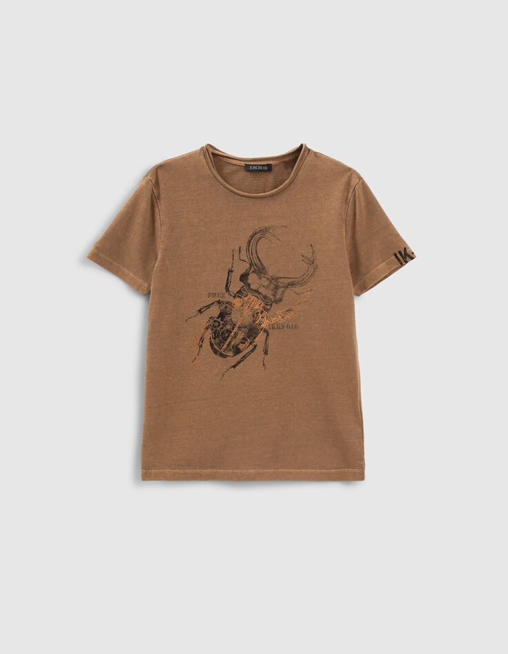 T-shirt marron visuel scarabée garçon-1