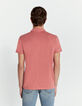Men’s coral slub cotton polo shirt with 1 button-3