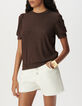 Iridescent brown ribbed knit T-shirt-6