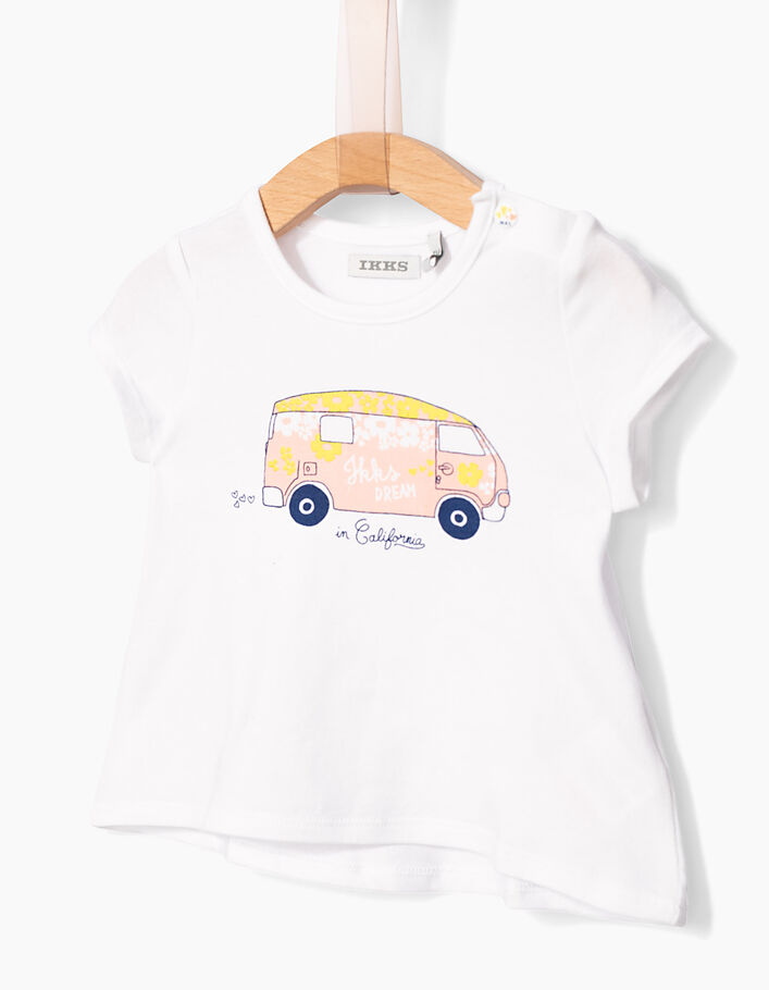 Baby girls' white T-shirt and blue skirt outfit - IKKS