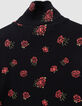 Schwarzes Mädchen-T-Shirt lange Ärmel gerippt Rosenprint-8
