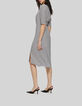 Gebroken witte midi-jurk, geometrische print Dames-3