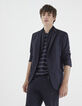 Veste marine knitlook à parmenture URBAN LAB Homme-5
