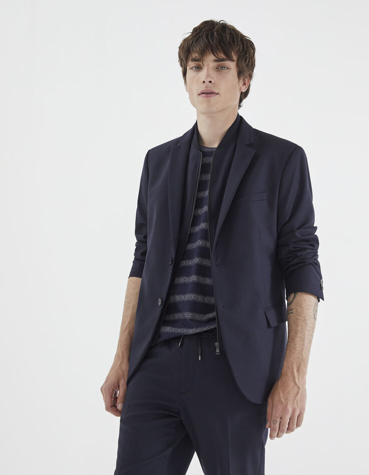 Veste marine knitlook à parmenture URBAN LAB Homme-5 Veste marine knitlook à parmenture URBAN LAB Homme-5