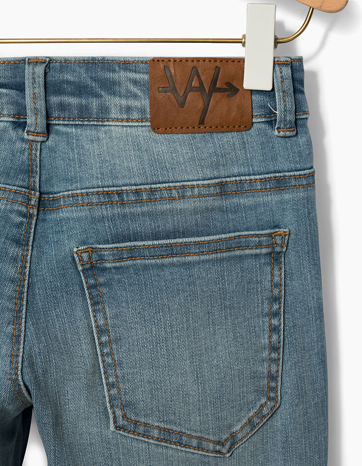 Boys' light blue distressed slim jeans -5