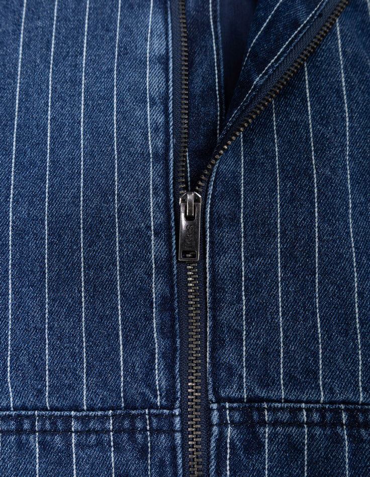 Blue denim hooded jacket with tennis stripes for boy-6