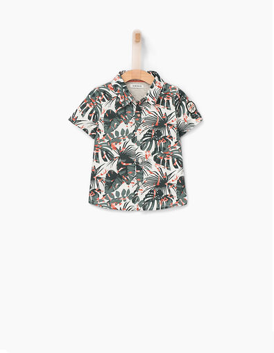 Dunkelgrünes Baby-Hemd mit tropischem Camoprint  - IKKS