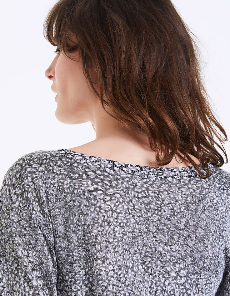 Cardigan maille tricot imprimé léopard femme-4
