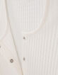 Girls&rsquo; ecru top ribbed knit top with press studs-5