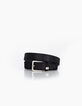 Ceinture noire en cuir nubuck effet croco Homme-1