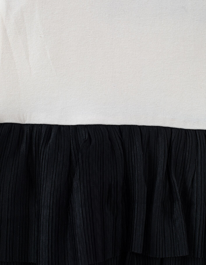 Tutu-jurk ecru en zwart twee materialen borduursel tekst - IKKS
