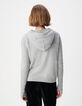 Pull &agrave; capuche gris tricot 100% cachemire Femme-3