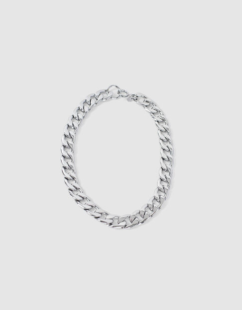 Zilverkleurige choker-halsketting gourmetteschakels dames 