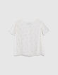 Blouse blanc cass&eacute; broderies dor&eacute;es fille-4