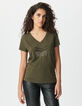 Tee-shirt kaki coton bio chevrons perles brodées Femme-2