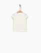 Gebroken wit T-shirt met kat voor babymeisjes-2