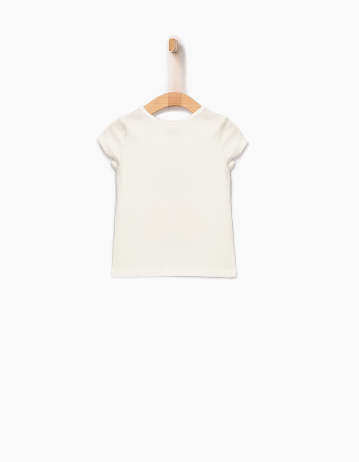 Gebroken wit T-shirt met kat voor babymeisjes-2