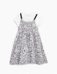 Robe 2 en 1 blanc imprimé tachiste et tee-shirt fille-5