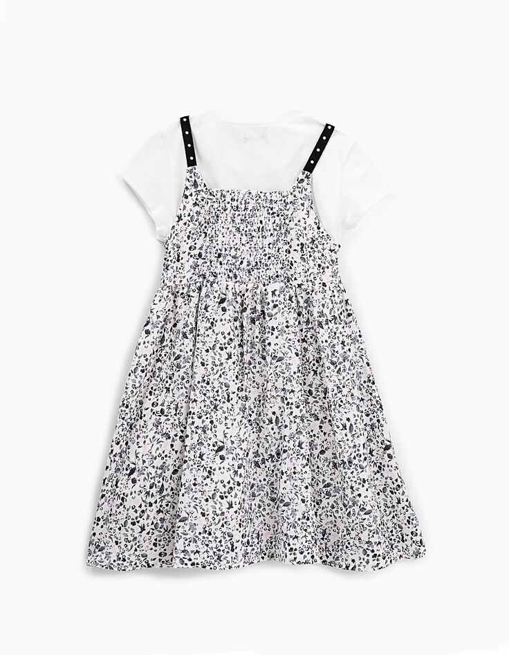 Robe 2 en 1 blanc imprimé tachiste et tee-shirt fille-5 Robe 2 en 1 blanc imprimé tachiste et tee-shirt fille-5