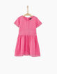 Vestido rosa medio bordado plateado niña-1