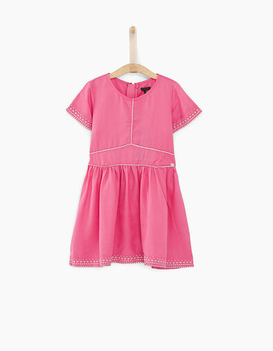 Vestido rosa medio bordado plateado niña - IKKS