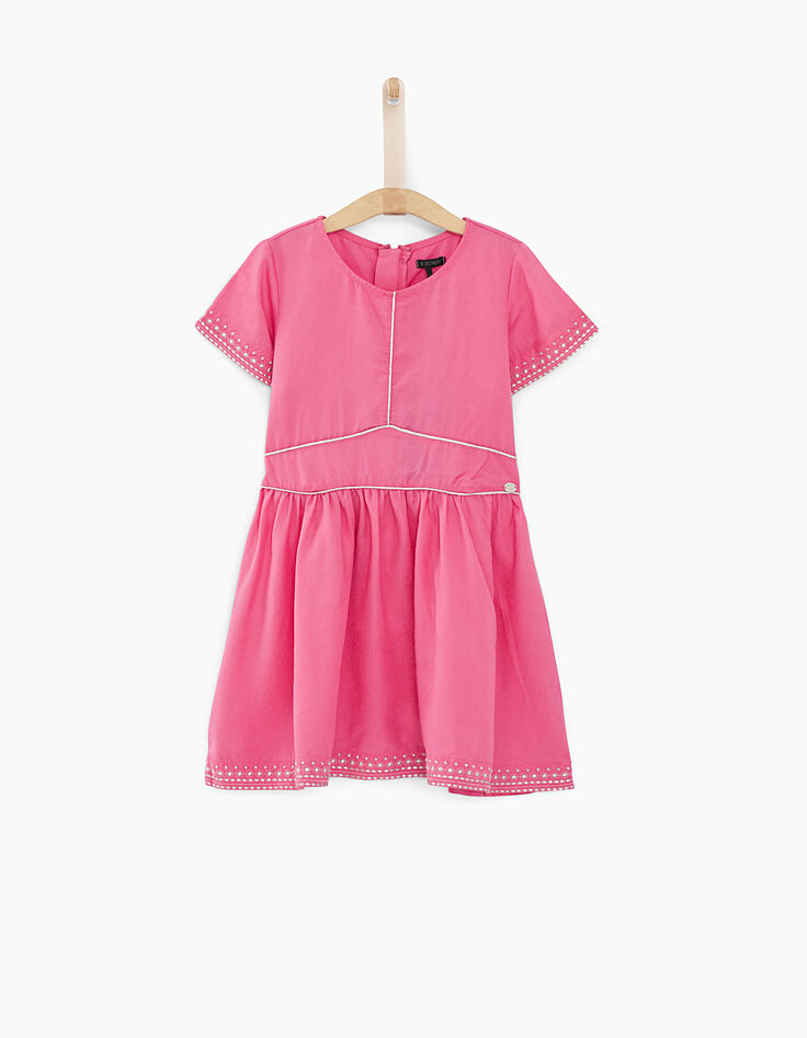 Vestido rosa medio bordado plateado niña-1 Vestido rosa medio bordado plateado niña-1