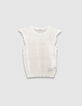 Witte korte mouwloze trui fantasietricot Dames-6